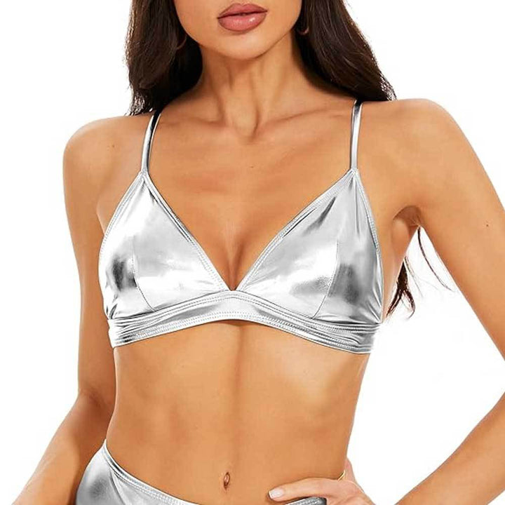 Dame Triangel-Bikini-Sæt med glitrende stof og høj talje Stilla