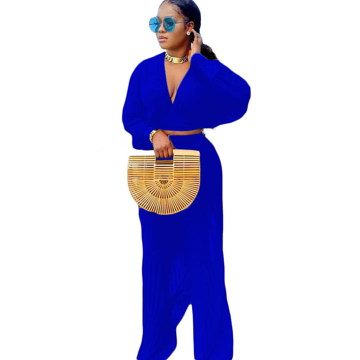Dame Sommer-outfit med crop top og maxiskørt Stilla