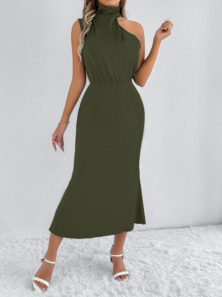 Dame Maxi Kjole med asymmetrisk halter og flydende snit Skovae