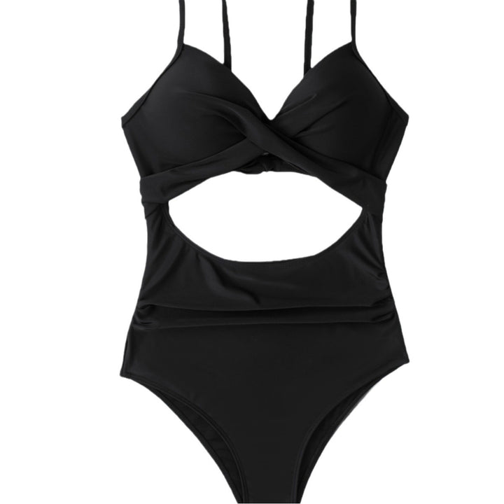 Dame Én-delt Badedragt med moderne Cut-Out og elegant Indpakningsdesign Skovae