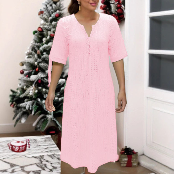 Femme Elegante Maxi-Kjole med Knap-Frontdetalje Stilla