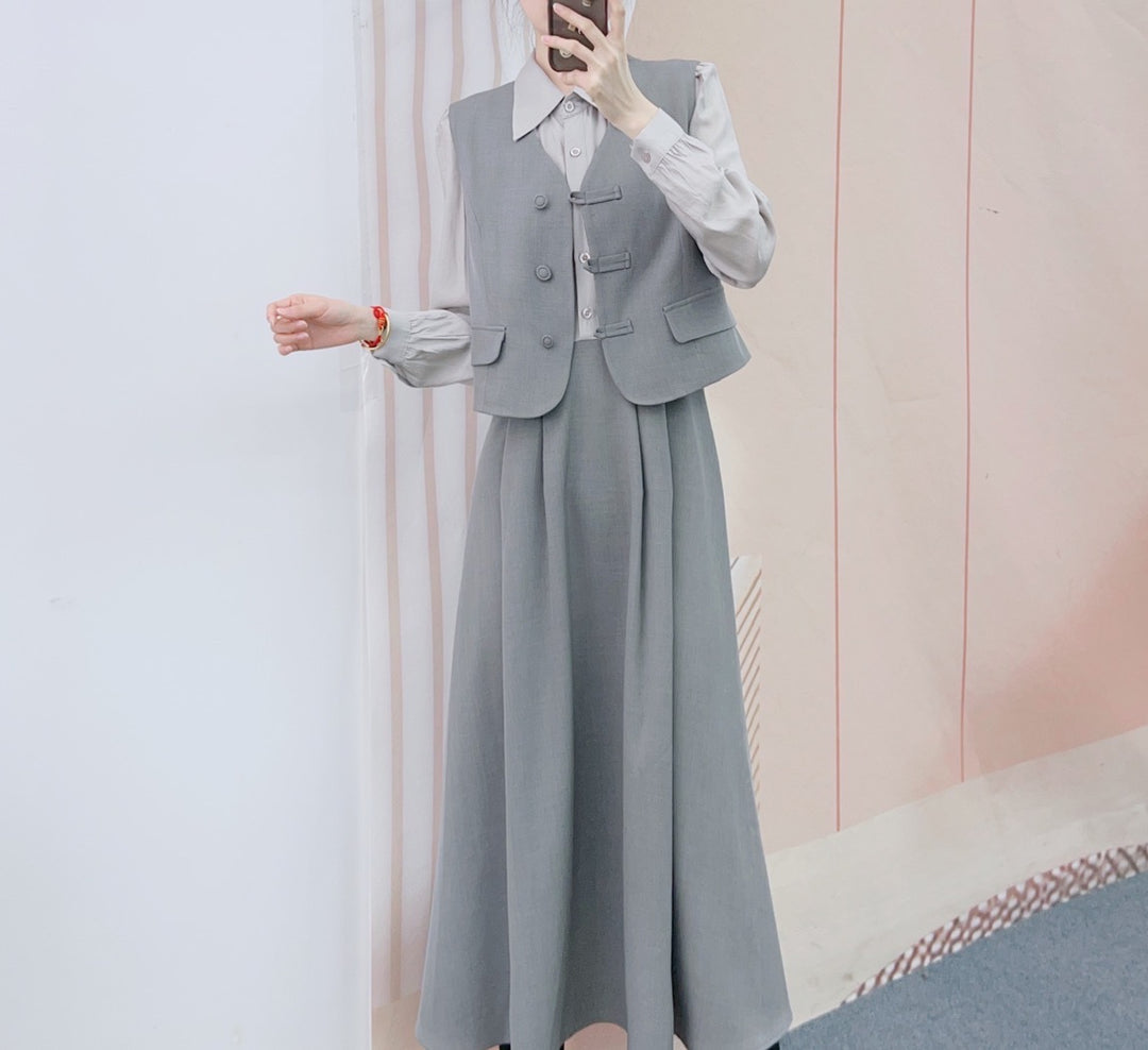 Dame elegant vest-nederdel kombination Stilla