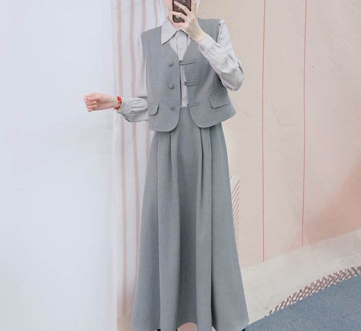 Dame elegant vest-nederdel kombination Stilla
