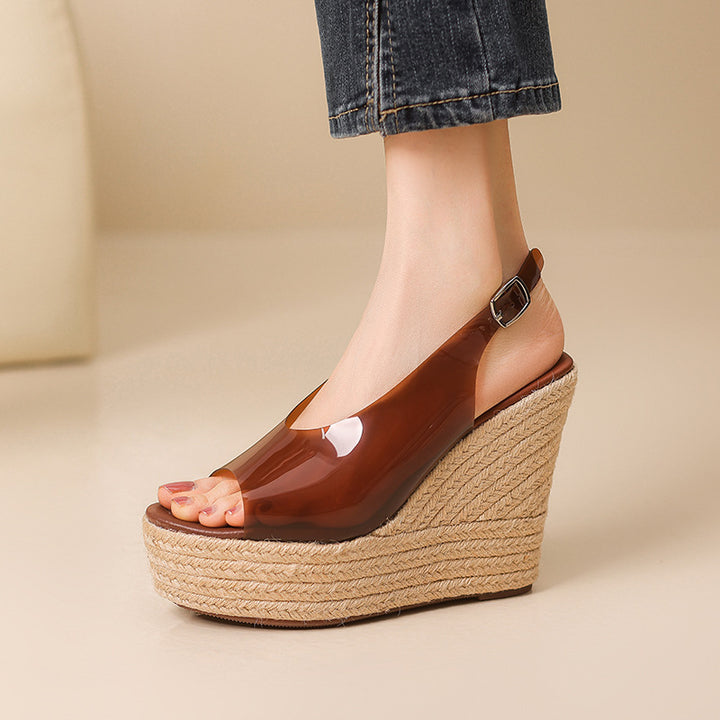 Femme Open-Toe Wedge Sandaler med Slingback-Design Stilla