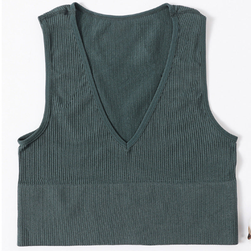 Dame Legende V-hals top i ribstrik Stilla