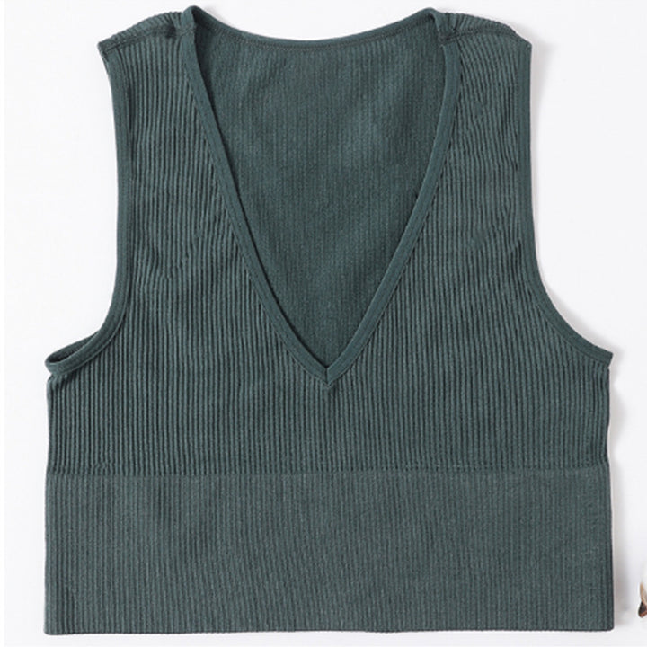 Dame Legende V-hals top i ribstrik Stilla