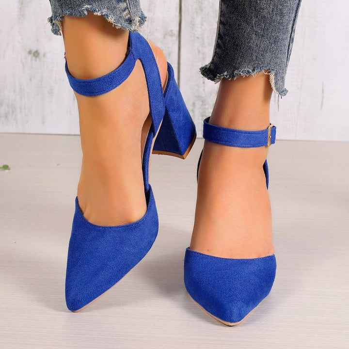 Dame elegante Slingback-pumps med blokhæl og justerbar rem Stilla