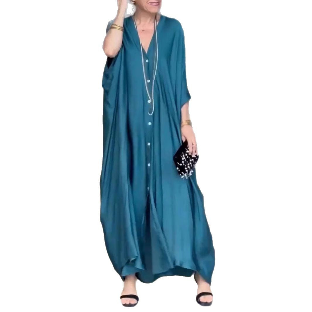 Dame Elegant Maxi-kjole med knapdetaljer Stilla