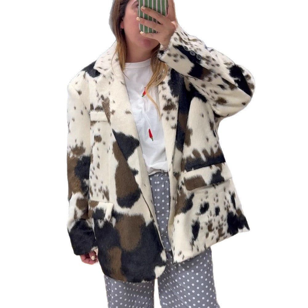 Damer casual oversized jakke med dyreprint Stilla