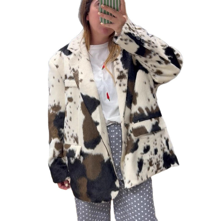 Damer casual oversized jakke med dyreprint Stilla