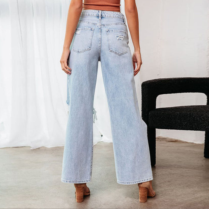 Damer Løstskårne Ripped Jeans med mode detaljer Stilla