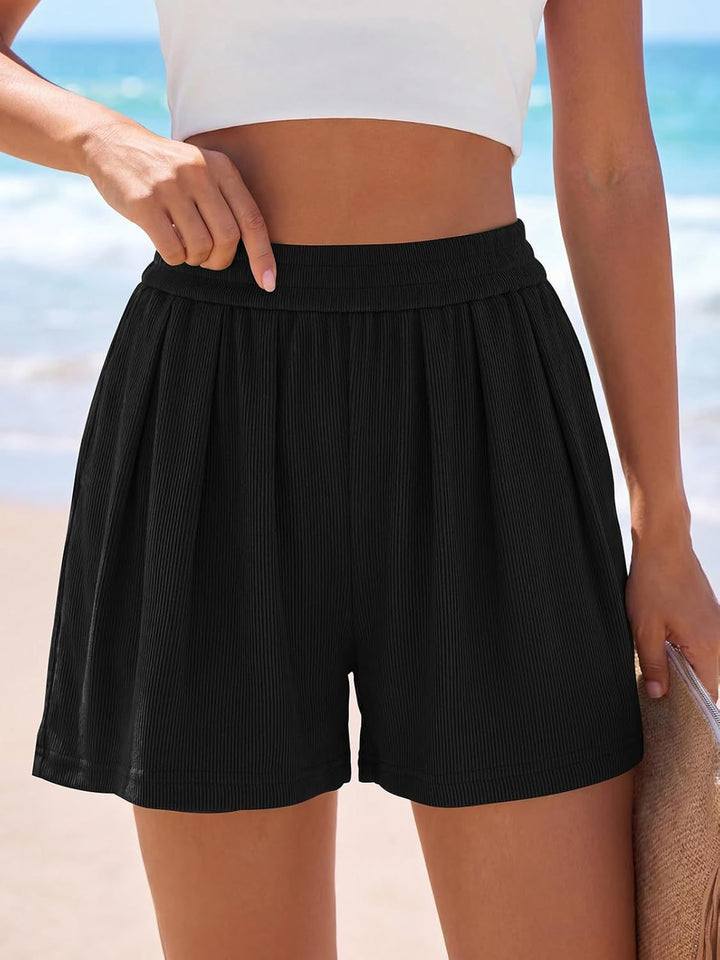 Dame Legere Fritidsshorts med elastisk talje og plisseringer Skovae