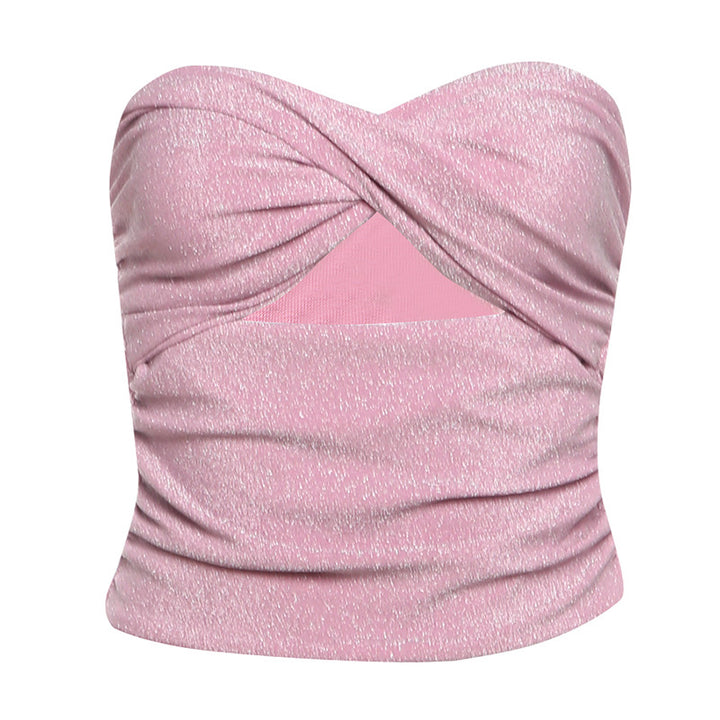 Dame Bustier-top med elegant rynkning og blank overflade Stilla