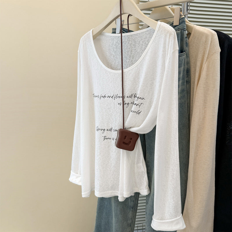 Femme Relaxed Fit Langærmet T-shirt med inspirerende citat Stilla