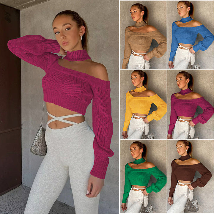 Dame Off-Shoulder Strikpullover med moderne snit Stilla
