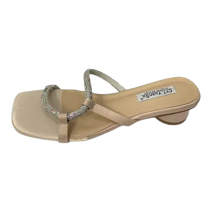Femme Elegante Kvadrat tå- hæl- slide sandaler Stilla