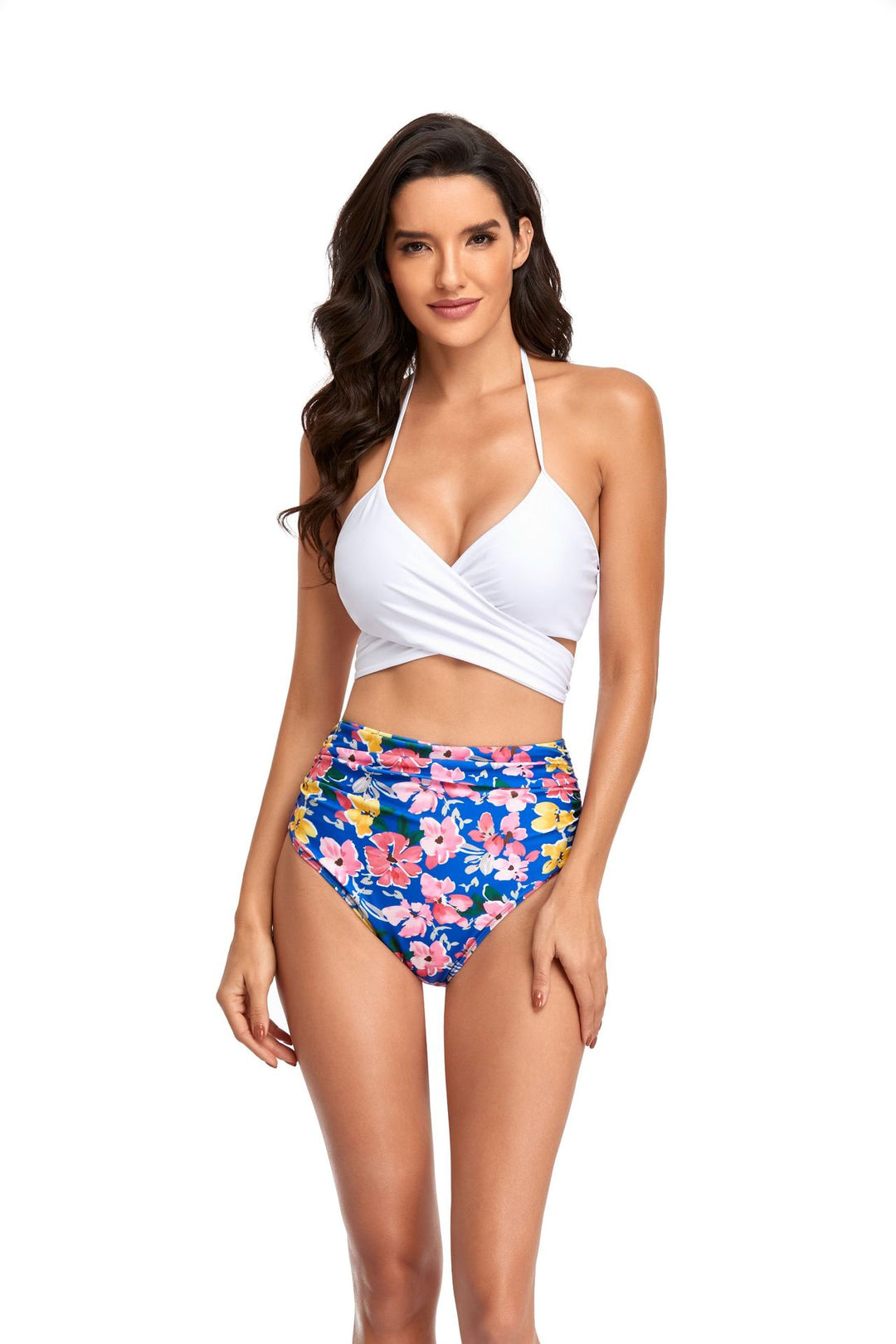 Damer Højskåret Bikini med Varetop og Blomster Mønstre Skovae