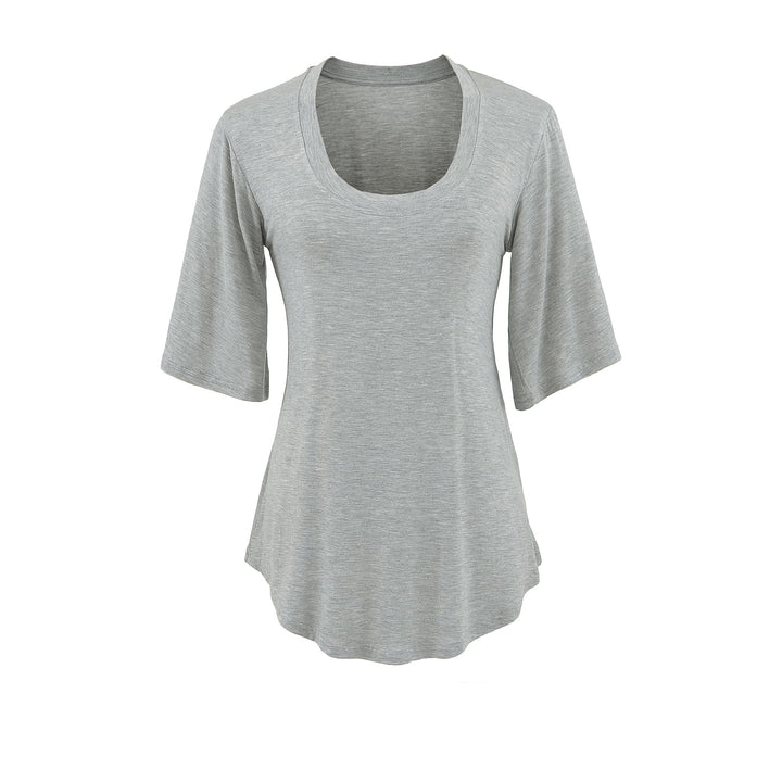 Dame afslappet oversized T-shirt med bred rund halsudskæring og åndbart materiale Stilla