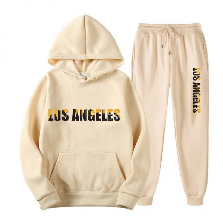 Kvinders fritids hoodie og joggingbukser sæt med casual Los Angeles skrifttype Skovae