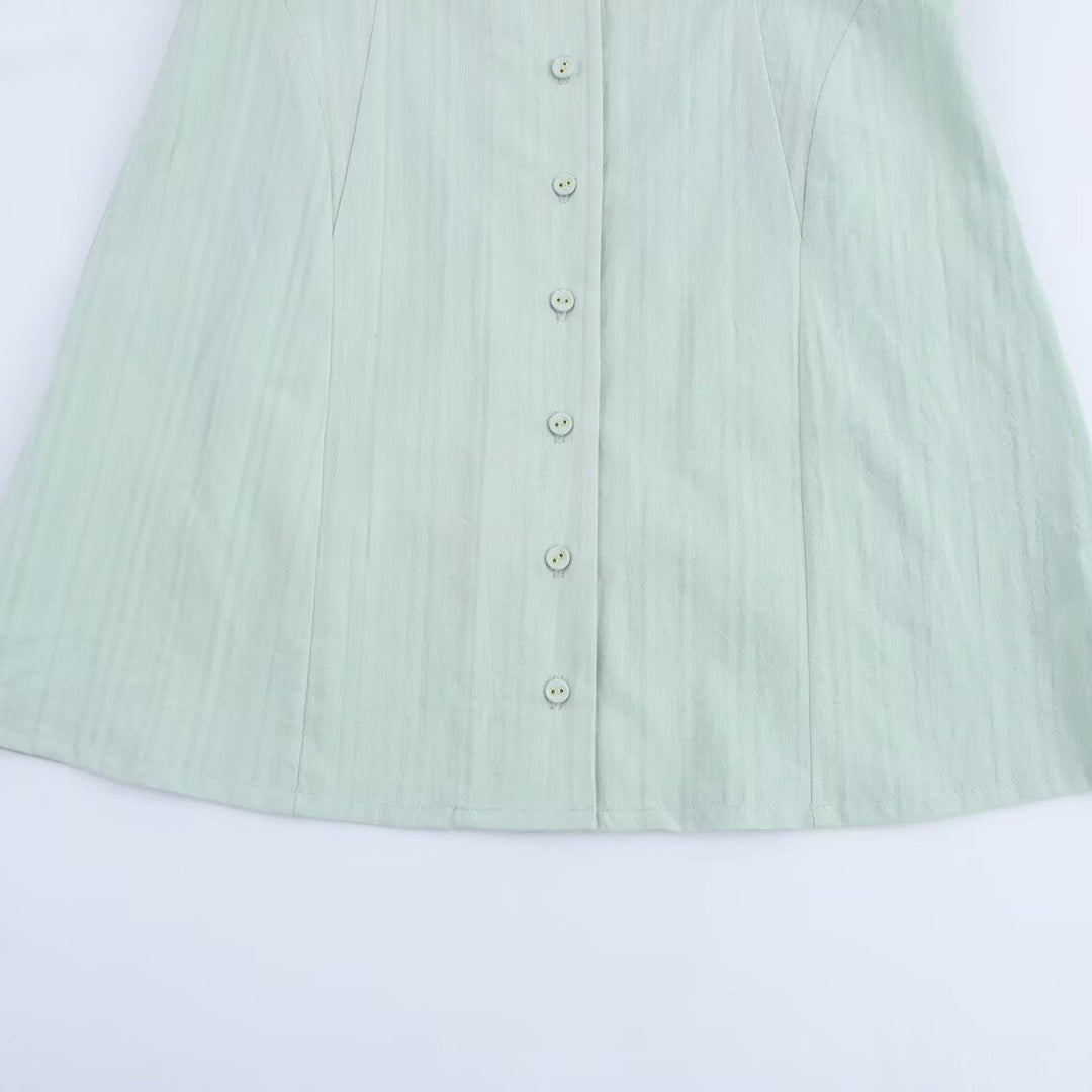 Dame Casual Skjortekjole med elegant Krave og Knapdetaljer Stilla