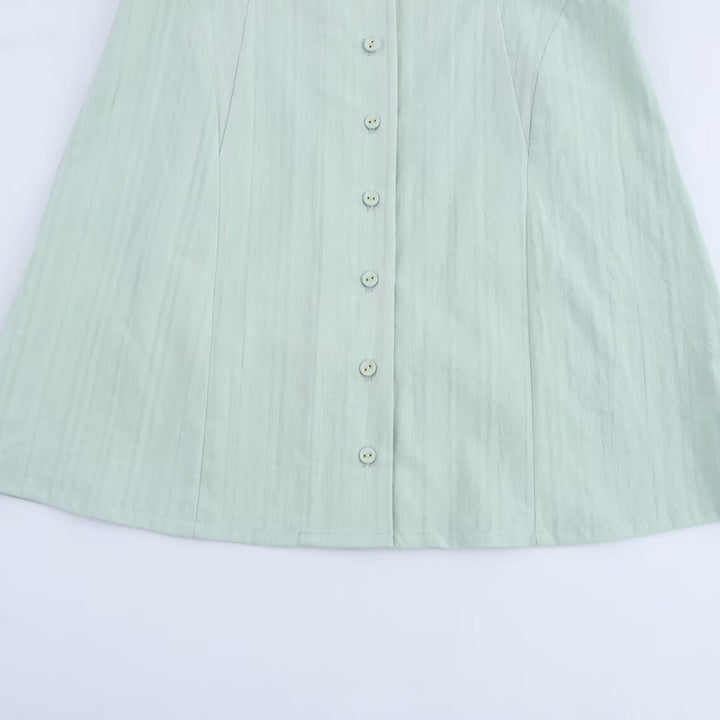 Dame Casual Skjortekjole med elegant Krave og Knapdetaljer Stilla