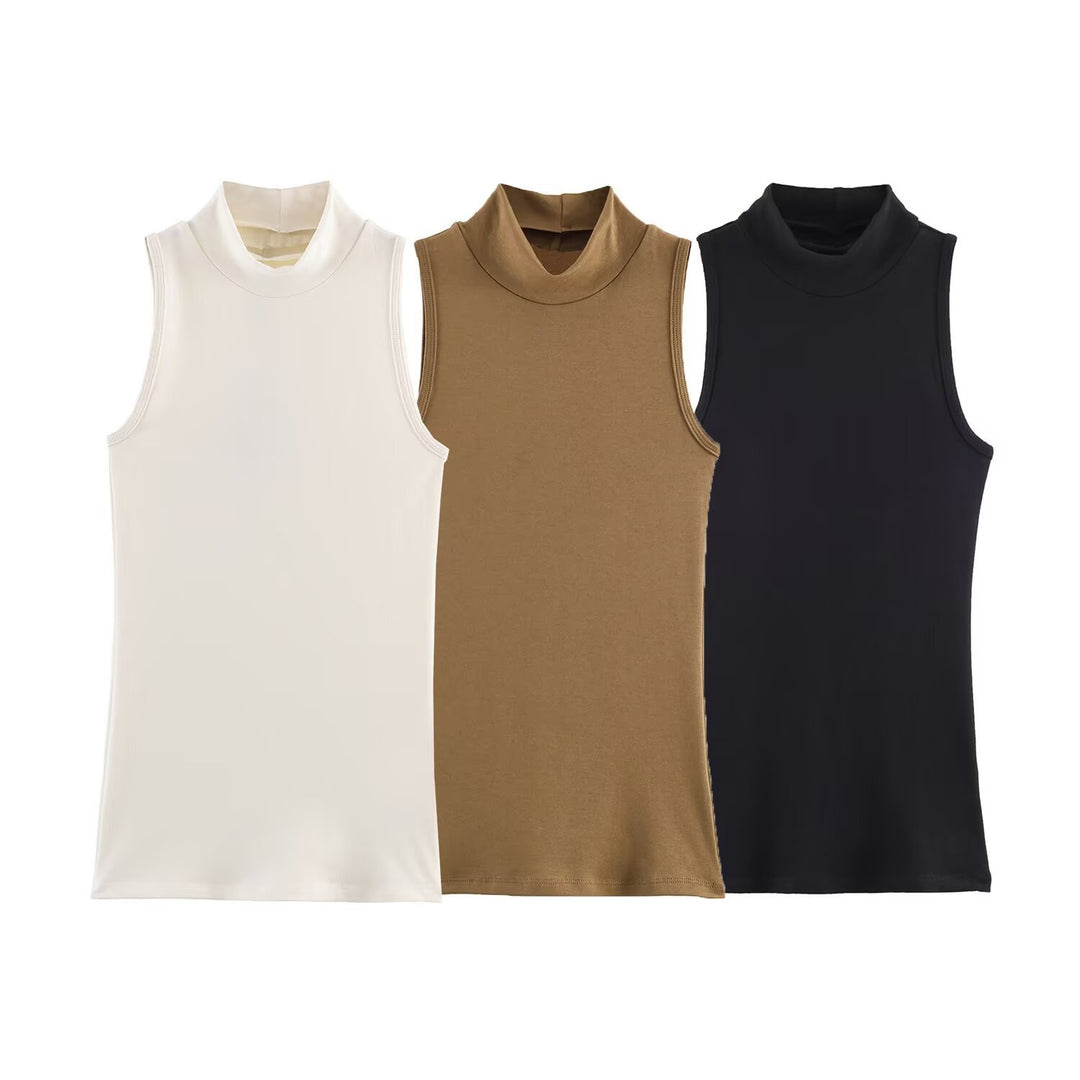Dame rullekrave tanktop i blødt strækmateriale Skovae