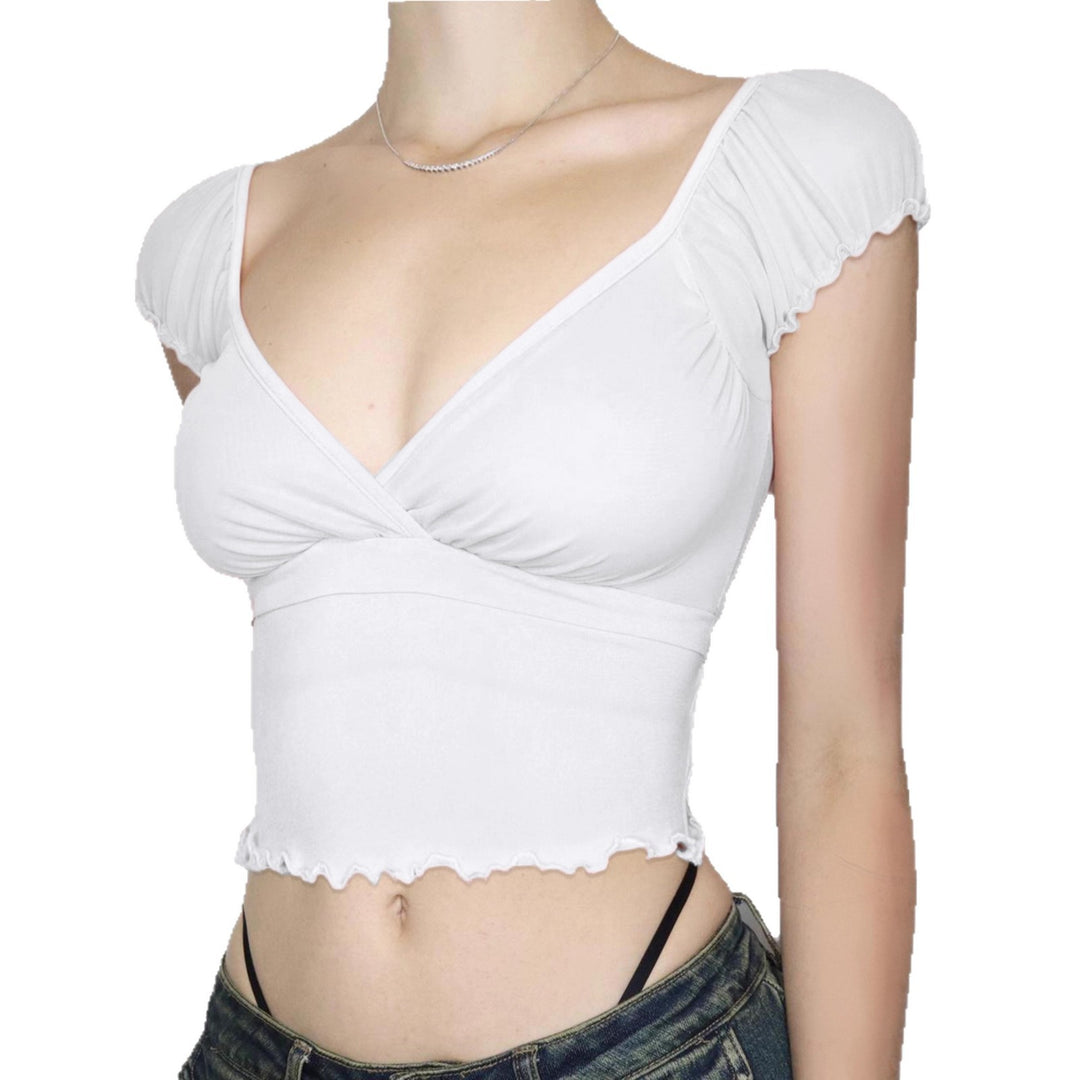 Dame luftig top med ruffles detaljer Skovae