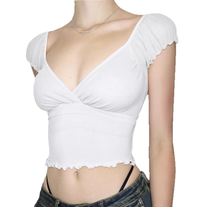 Dame luftig top med ruffles detaljer Skovae