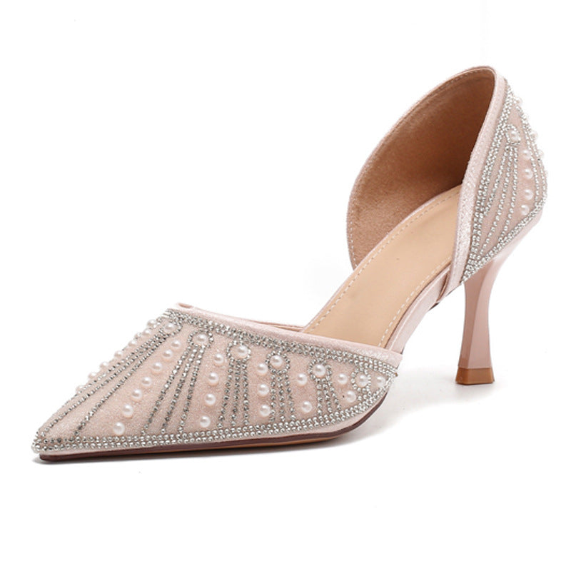 Dame Slingback Pumps med glitrende perleudsmykning og elegant design Stilla