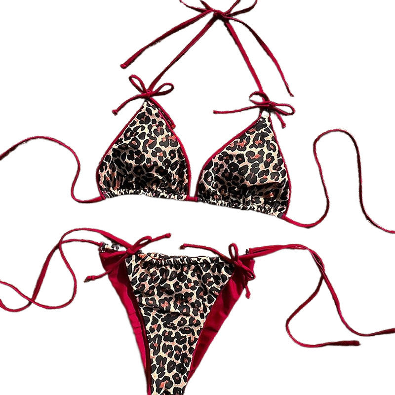 Dame triangel bikini med dyreprint og justerbare bindebånd Skovae