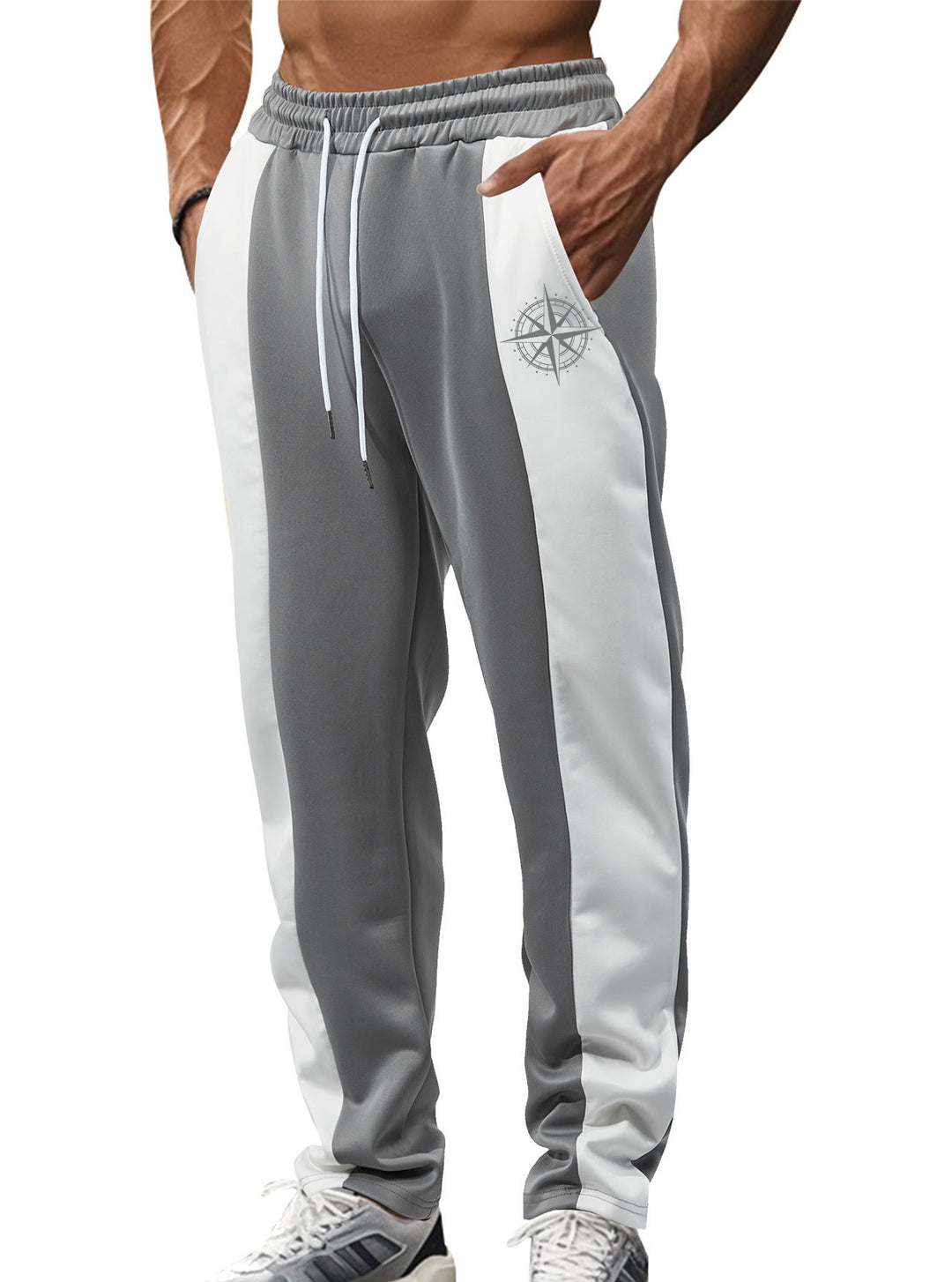 Herrer nan sporty Trackpants med sidelæns kontrastbånd elastisk bund snor og hjorte broderi Skovae