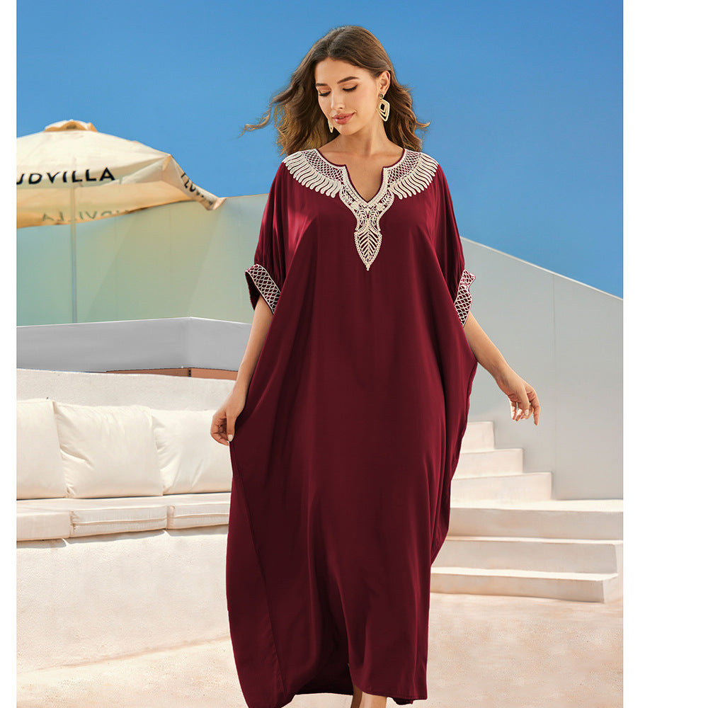 Damer elegant kaftan med kunstnerisk broderedesign Stilla