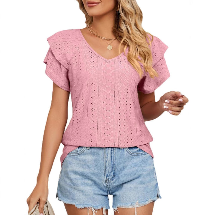 Dame Broderie Anglaise V-Udskæring Top Stilla
