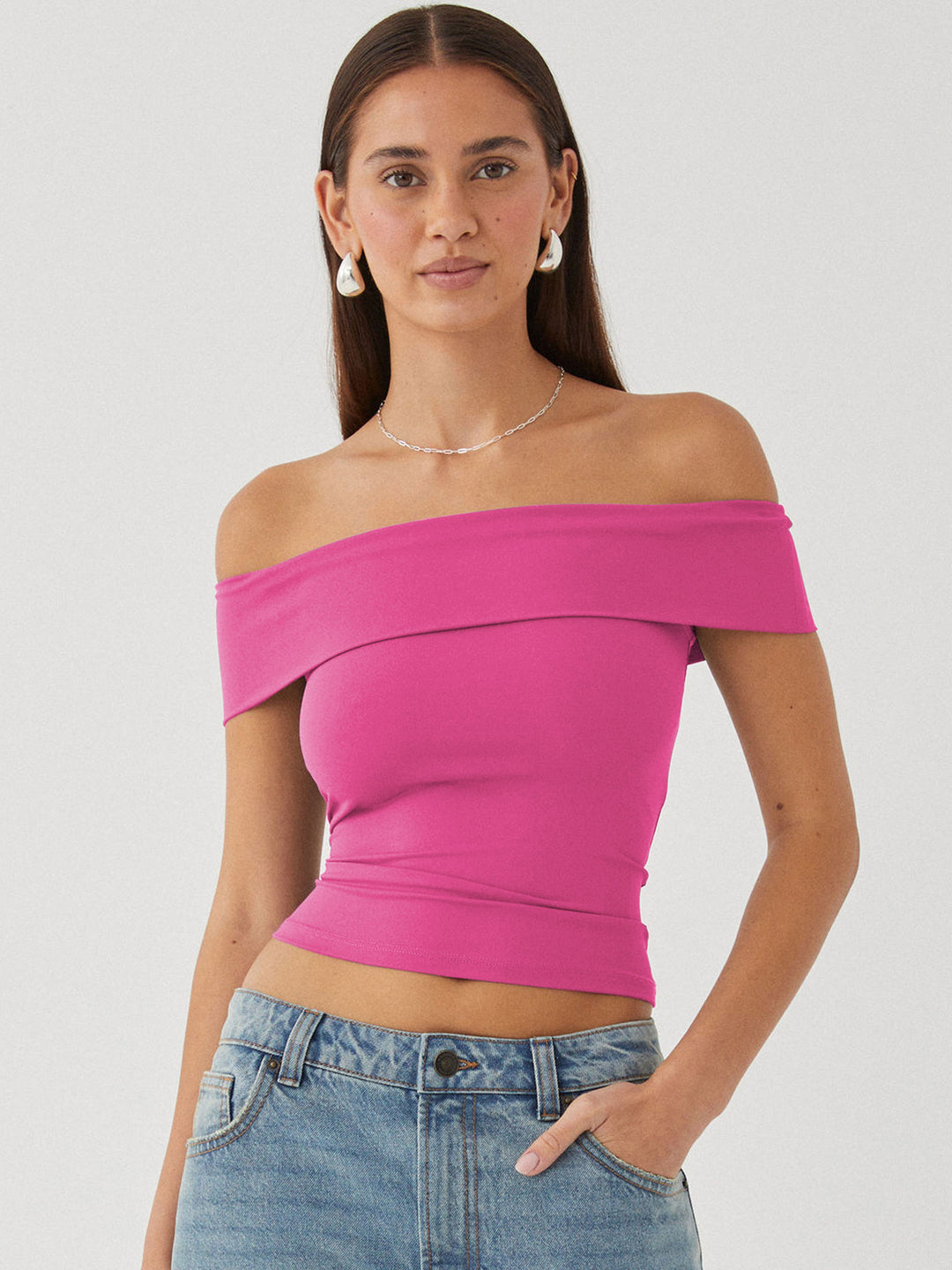 Damer Off-Shoulder Top med figursyet snit Stilla