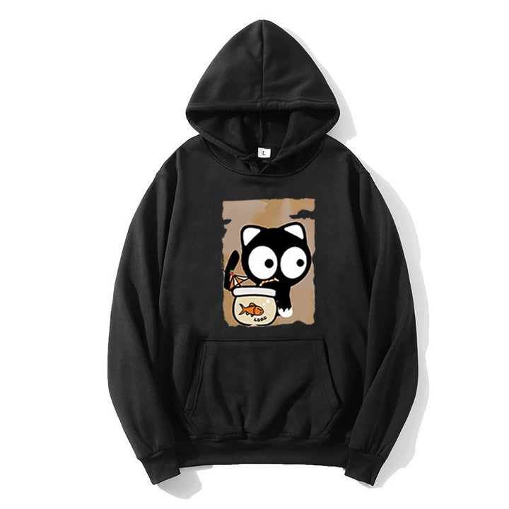 Kvinders hætte sweatshirt med sødt katte design Skovae