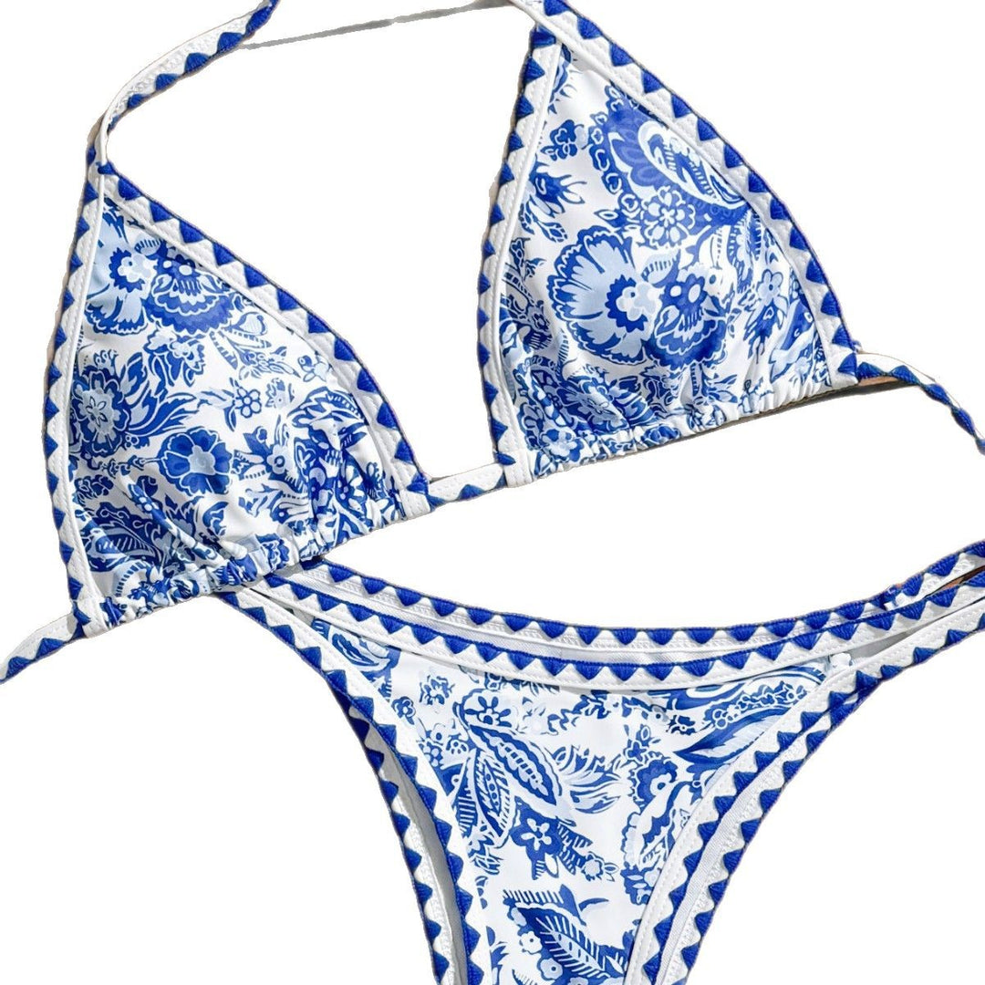 Dame bikini-sæt med blomster-motiver og detaljeret accent Stilla