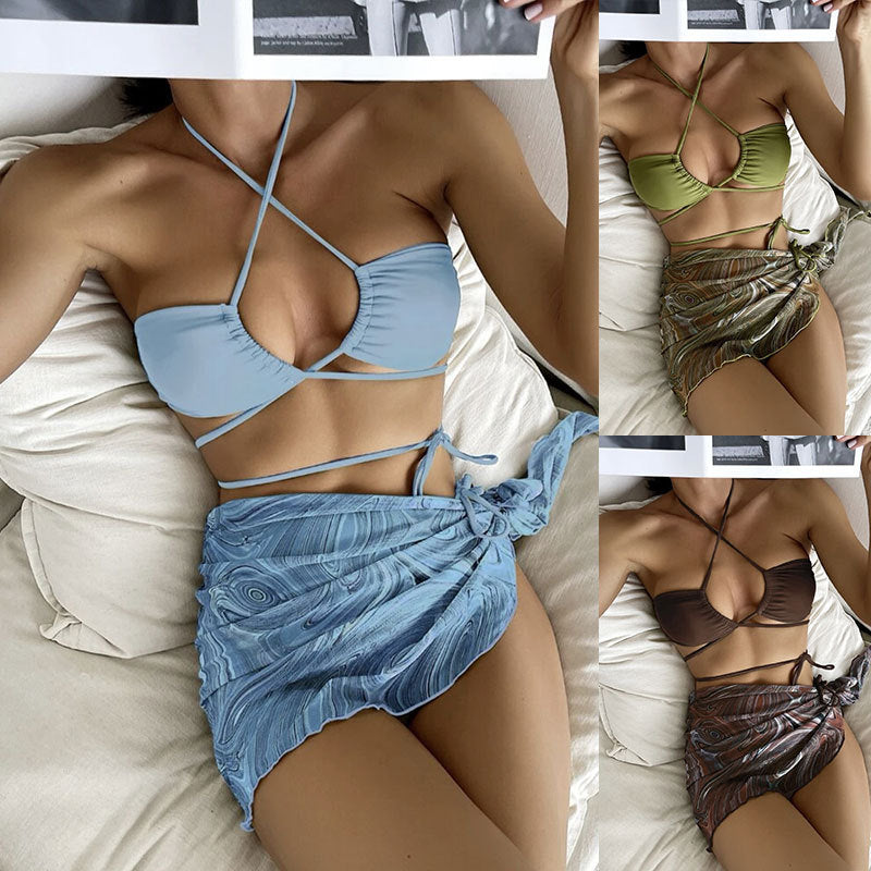 Dame bikini-sæt med innovativt indpakningsskørt og justerbare stropper Stilla