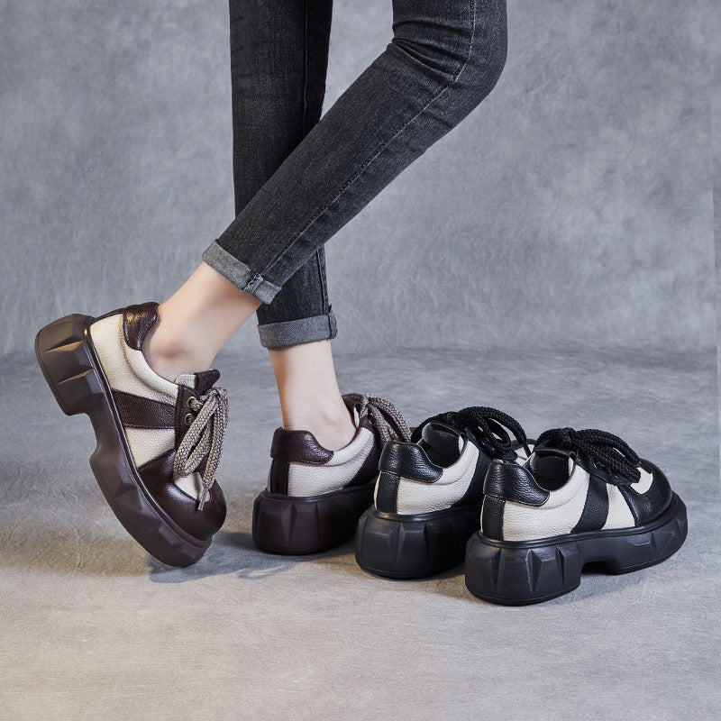 Femme Chunky Snørresneakers med struktureret Plateau-sål Stilla