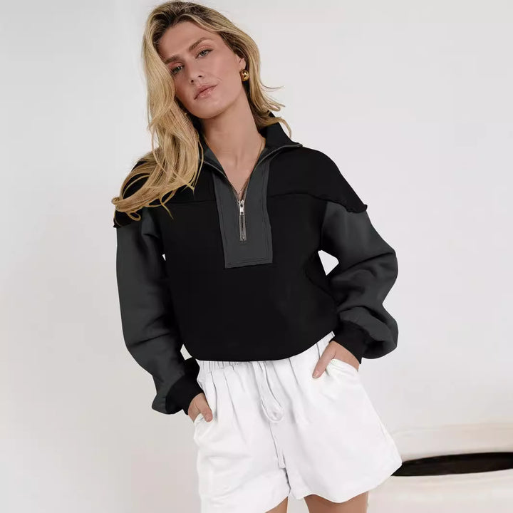 Dame Sporty Sweatshirt med høj krave og lynlås Stilla