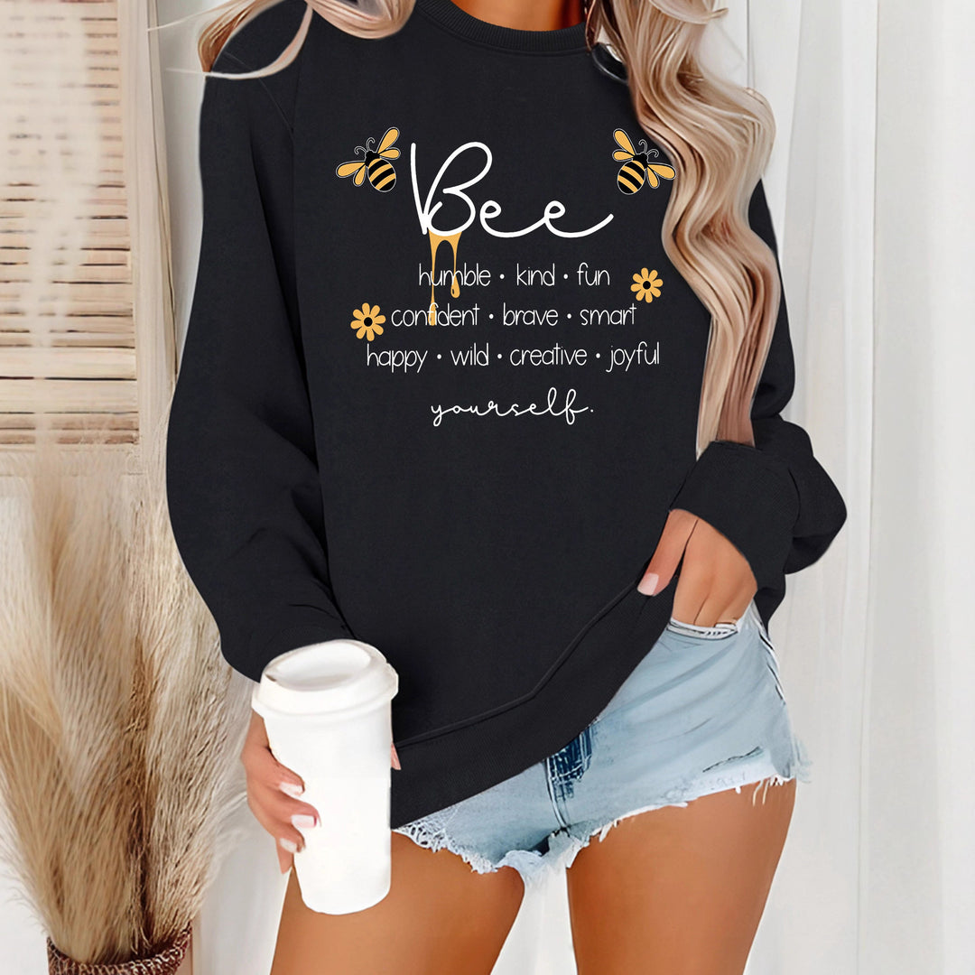 Dame sweatshirt med inspirerende bi-motiv og positive affirmationer Stilla