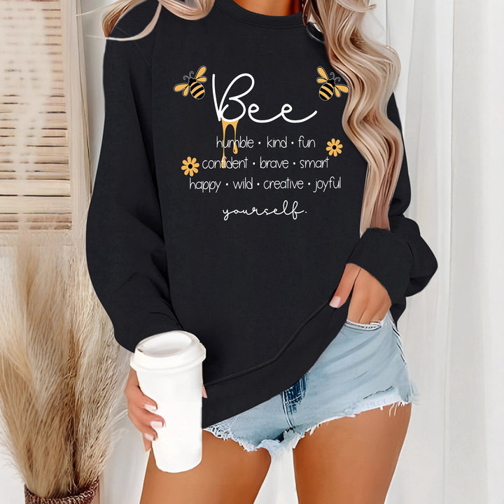 Dame sweatshirt med inspirerende bi-motiv og positive affirmationer Stilla