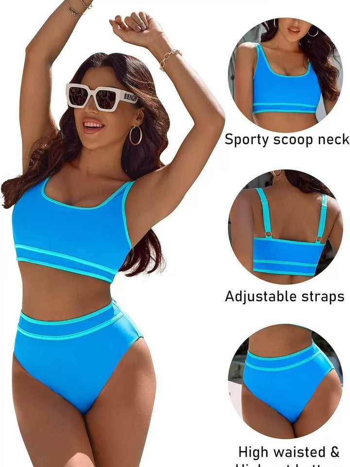 Dame Sporty bikini sæt med høje trusser og brede stropper Stilla