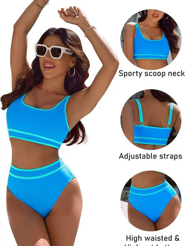 Dame Sporty bikini sæt med høje trusser og brede stropper Stilla