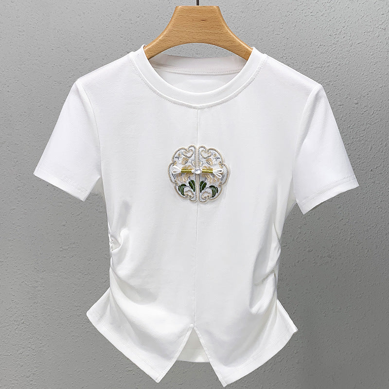 Dame T-shirt med kunstnerisk dekorerede detaljer Stilla