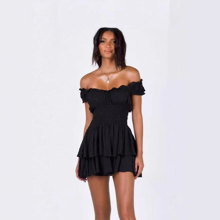 Dame Off-Shoulder Trin Mini Kjole Stilla