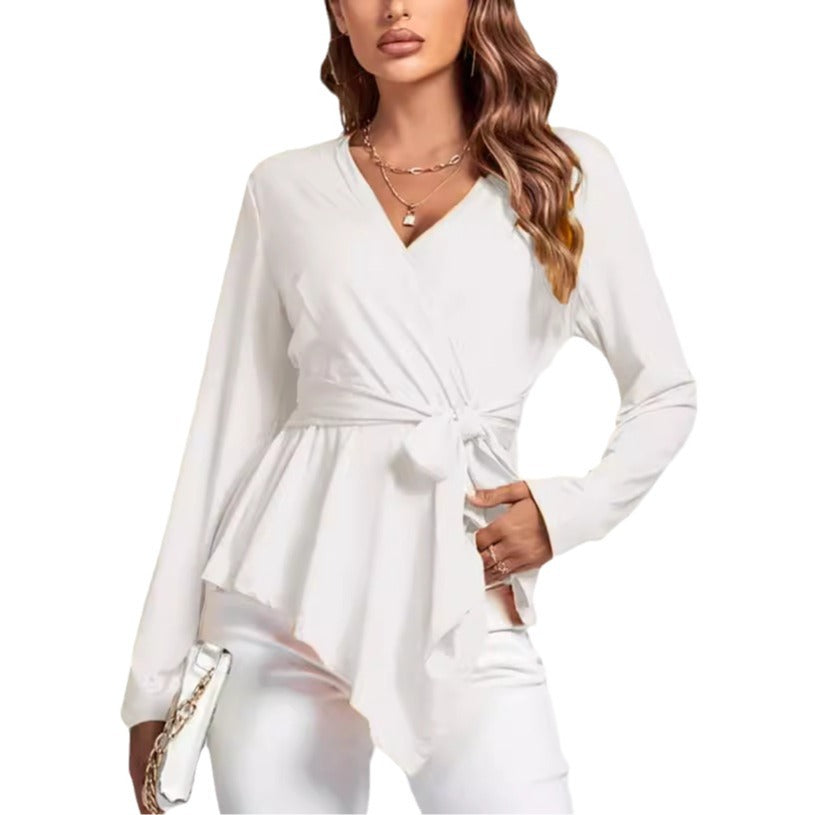 Dame indpakningsbluse med elegant talje Stilla