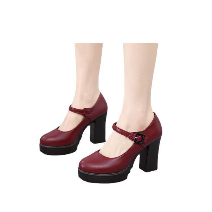 Dame elegante Mary Jane Pumps med dekorativ rem og komfortabel blokhæl Stilla