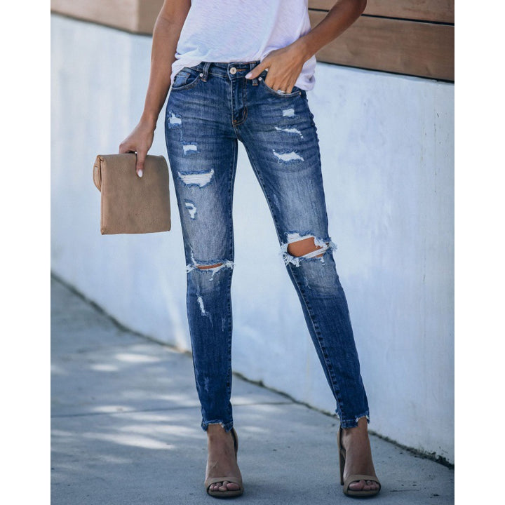 Kvinder's skinny jeans med trendy ødelagt look og tætsiddende snit Stilla