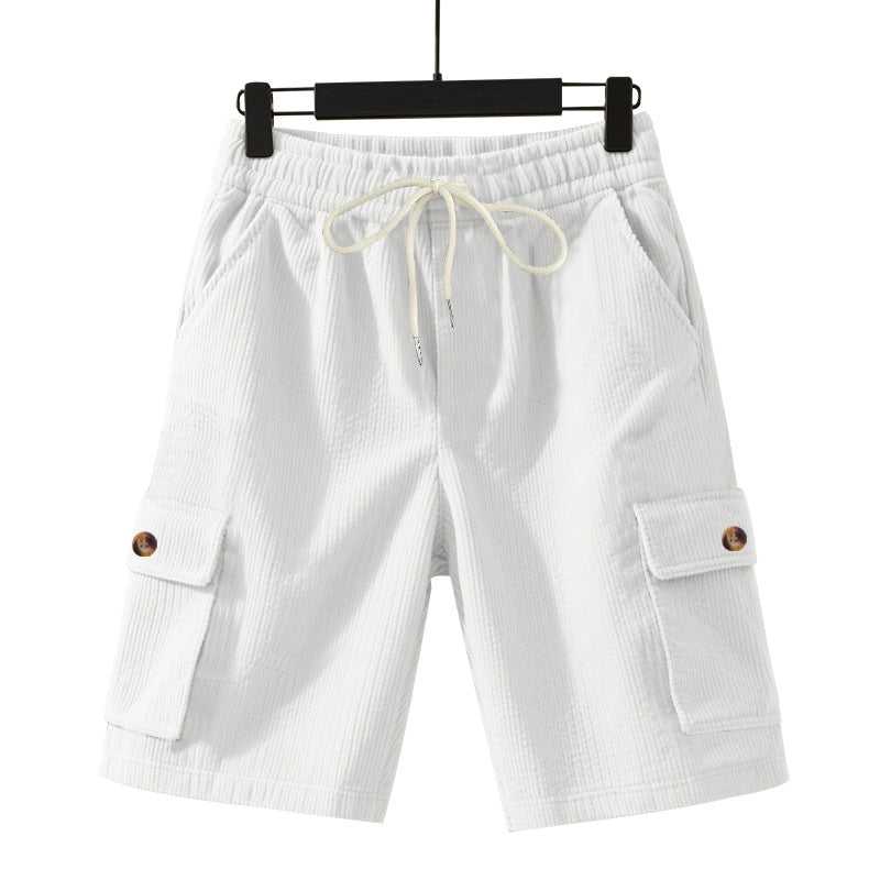Herren nan Cord-Cargo-Shorts med elastisk tunnelstræk, påsyede cargolommer og blød bomuldsblanding Skovae