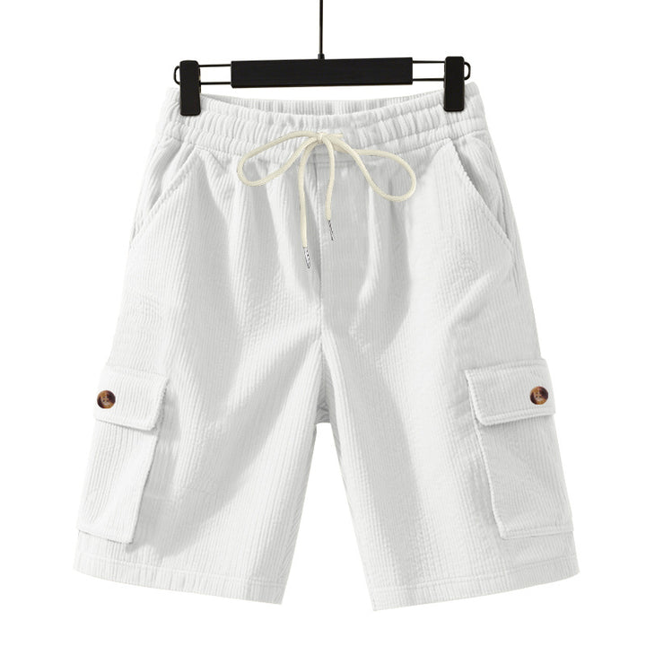 Herren nan Cord-Cargo-Shorts med elastisk tunnelstræk, påsyede cargolommer og blød bomuldsblanding Skovae